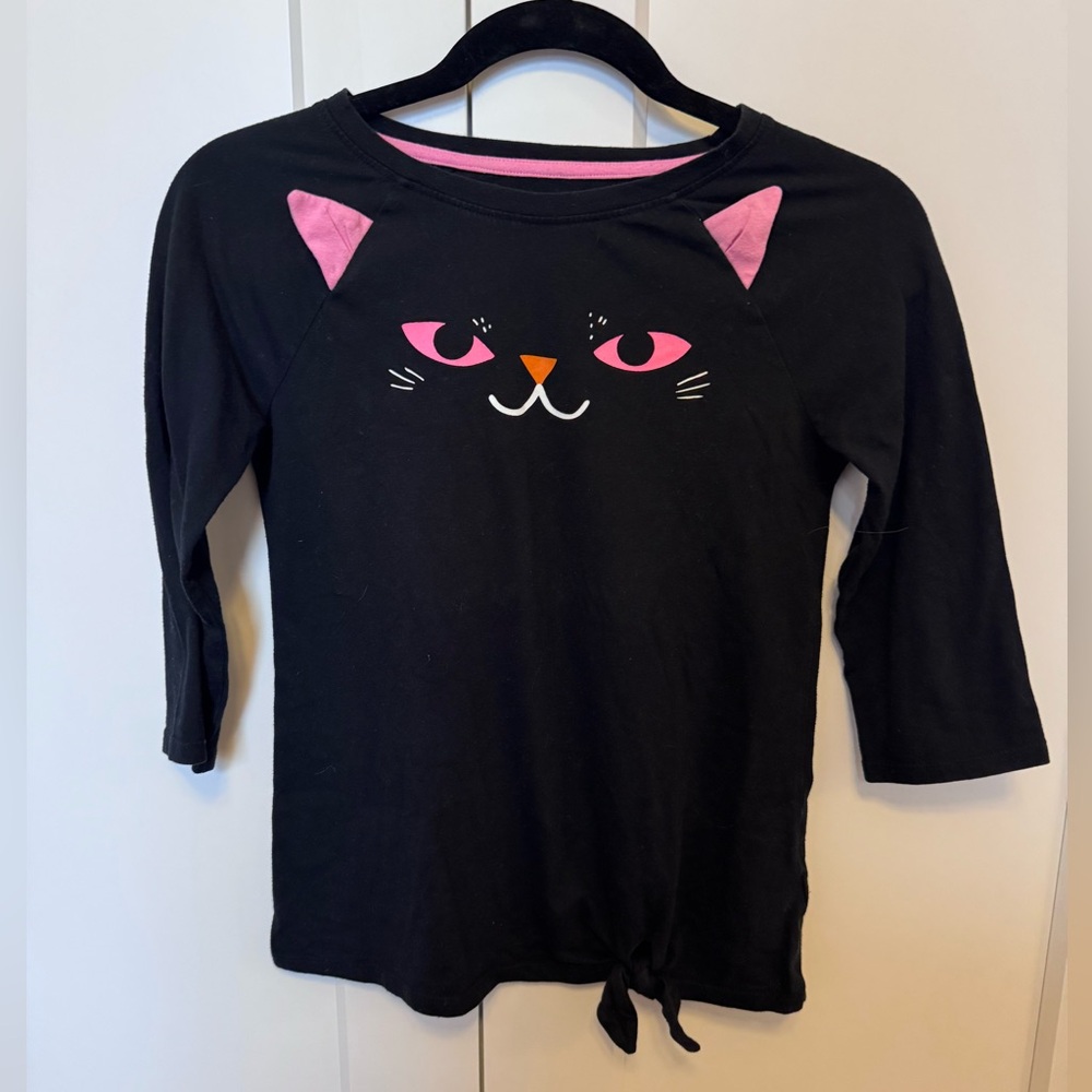 Black Cat Face Long Sleeve Shirt